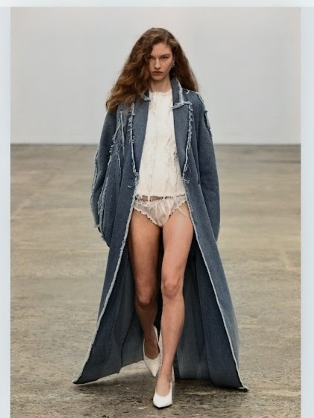 Jaga DTLA Frayed Edge Long Denim Duster Jacket - Dark Indigo Stunning